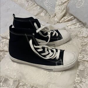 Maurices Black and White Lace-Up Sneakers